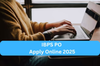 Candidate filling IBPS PO 2025 online application form using laptop at home