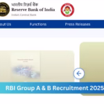 Screenshot of RBI Group A and Group B Recruitment 2025 notification page on Reserve Bank of India official website for Panel Year 2024