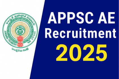 APPSC Assistant Engineer Recruitment 2025 thumbnail with official APPSC emblem on the left and bold text “APPSC AE Recruitment 2025” on a blue background