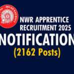 NWR Apprentice Recruitment 2025 thumbnail banner with North Western Railway logo and text highlighting 2162 apprentice posts on a blue background