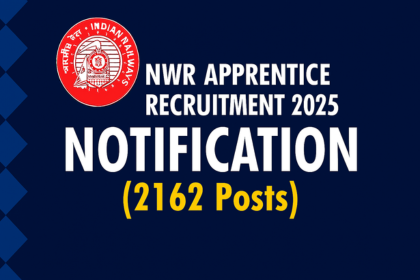 NWR Apprentice Recruitment 2025 thumbnail banner with North Western Railway logo and text highlighting 2162 apprentice posts on a blue background