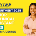 RITES Recruitment 2025 thumbnail showing Senior Technical Assistant jobs with Diploma/Degree qualification highlighted on a bright yellow background.