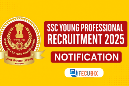 SSC Young Professional Recruitment 2025 notification thumbnail with SSC emblem, bold text, and Tecubix logo on a yellow background.