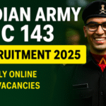 ndian Army TGC 143 Recruitment 2025 thumbnail showing a smiling Army officer in uniform with bold text highlighting apply online and 30 vacancies.